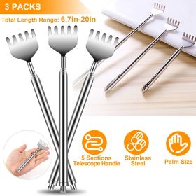 3Pcs 20" Telescopic Back Scratcher Stainless Steel Extendable Bear Eagle Claw Massager GPCT1245