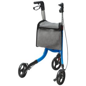 VEVOR 3 Wheels Rollator Walker for Seniors, Lightweight Aluminum Foldable Rolling Walker with Adjustable Handle (Color: Blue)